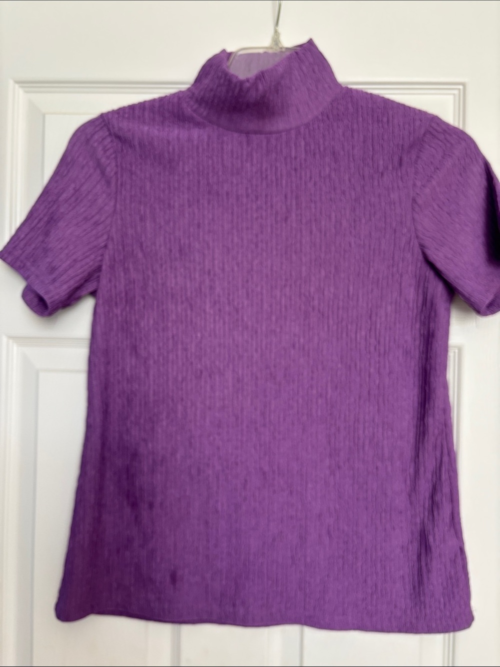 Women's Purple Short Sleeve Mock Neck Top